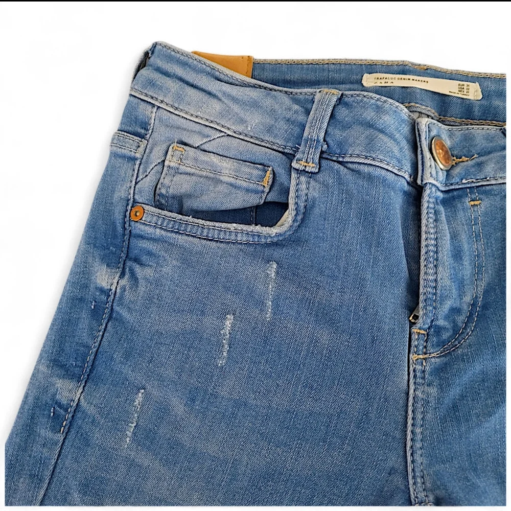 Zara Skinny Jeans Womens Light Blue Wash Size 2 Straight Leg - Picture 9 of 12